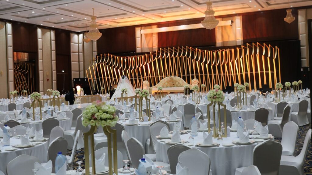 A beautifully decorated ballroom at Al Bahar Hotel and Resort
