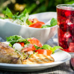 freshly served dinner in the garden